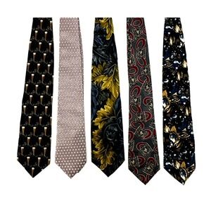 Lot Of 5 Silk Ties Modern Designer Floral Abstract Strathmore Zanzara Jones Beer